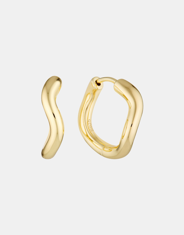 Luna Rae - Gold Vermeil Waved Hoops - Medium