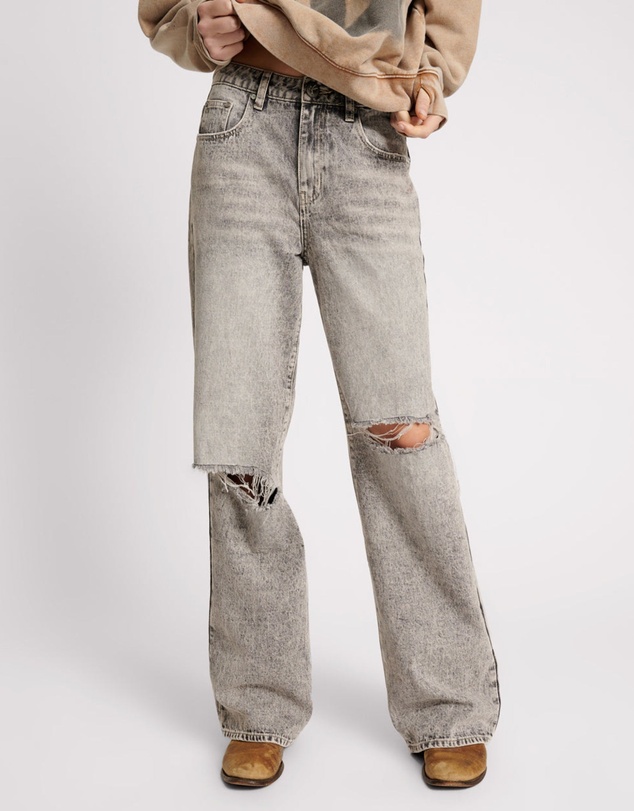 ONE TEASPOON - Smoke Jackson Mid Waist Wide Leg Jeans