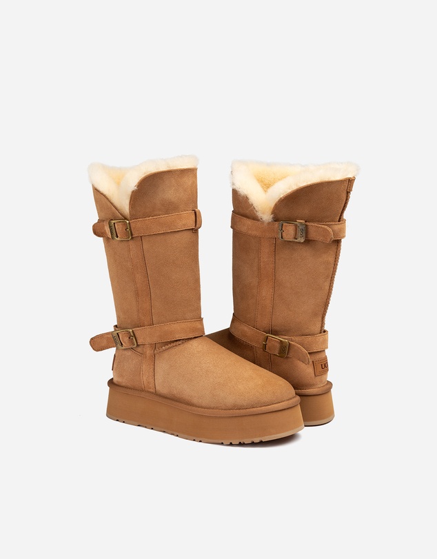 Ozwear Connection Uggs - Ugg Classic Platform Buckle Long Boots (4.5cm) (Water Resistant)