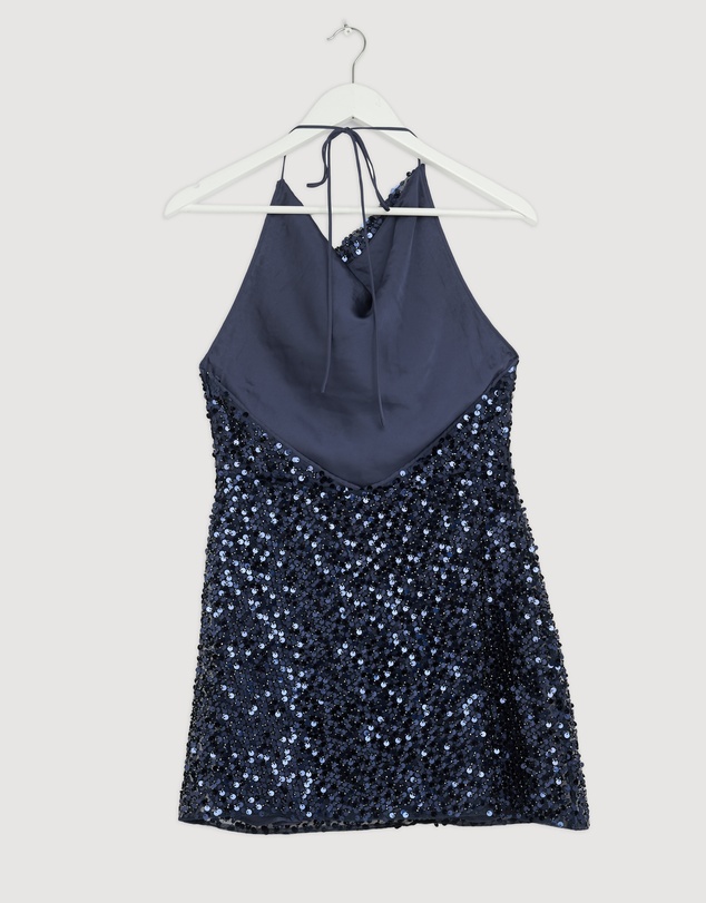 Revibe - Repaired Shona Joy Everly High Neck Cowl Mini Dress - AU 8