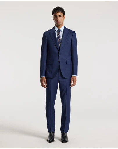 Calibre - Micro Check Wool Suit Jacket Royal Blue