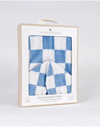 Living Textiles - Hooded Towel - Checkered Blue