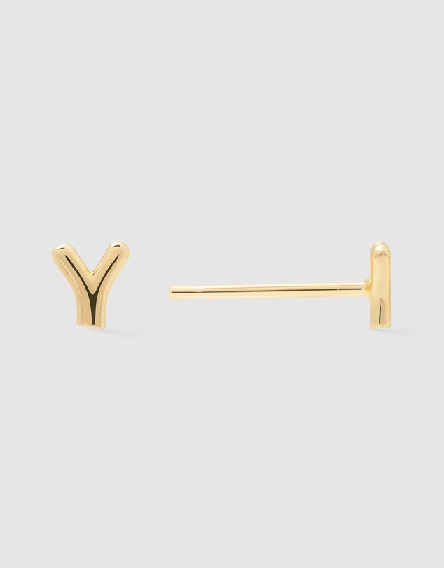 Wanderlust + Co - Alphabet Bubble Gold Stud Earrings - Letter Y