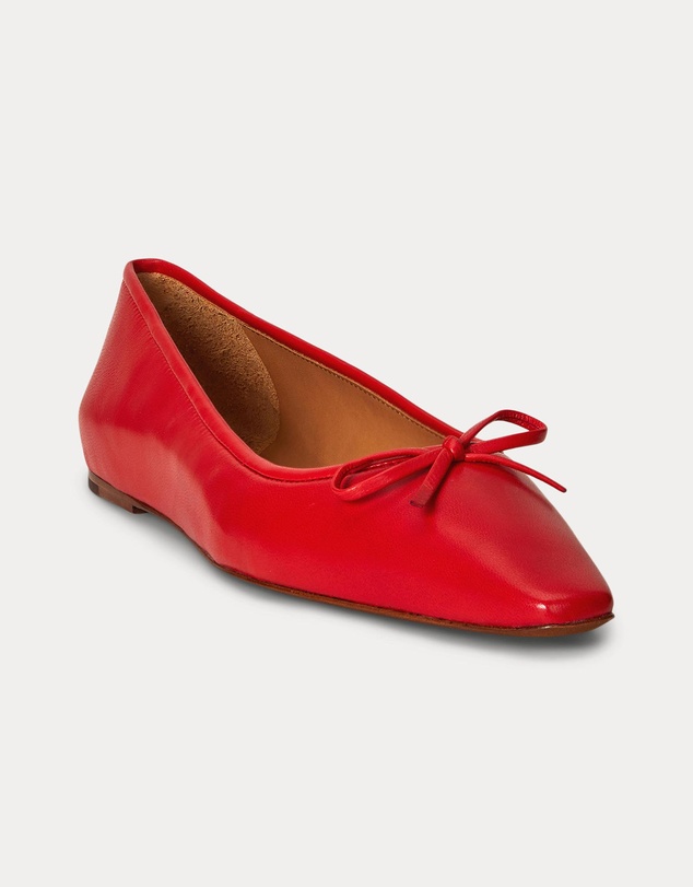 Polo Ralph Lauren - Pointed Leather Ballet Flats - Women's