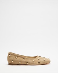 AERE - Studded Suede Ballet Flats