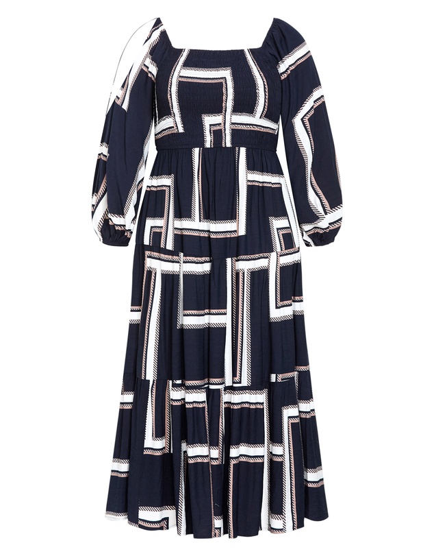 City Chic - Plus sizeLeila Print Maxi Dress - navy