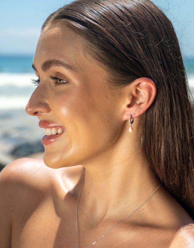 Georgini - Bondi Pink Freshwater Pearl And Morganite Cubic Zirconia Earrings Silver