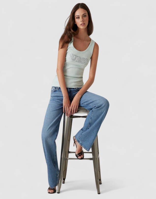 GUESS - Sleeveless Embellished Logo Tank Top