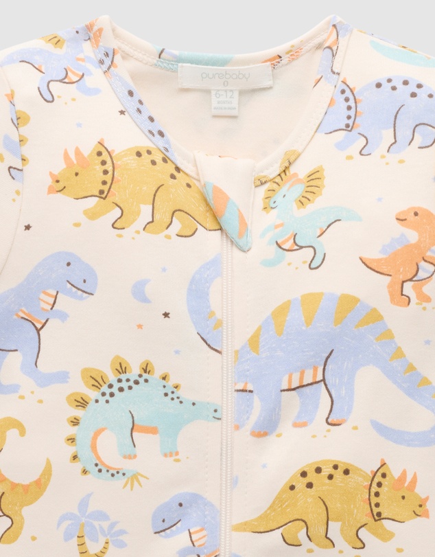 Purebaby - Short Sleeve Zip Growsuit-Kids-Babies