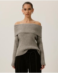 Tussah - Elena Ribbed Off The Shoulder Jumper