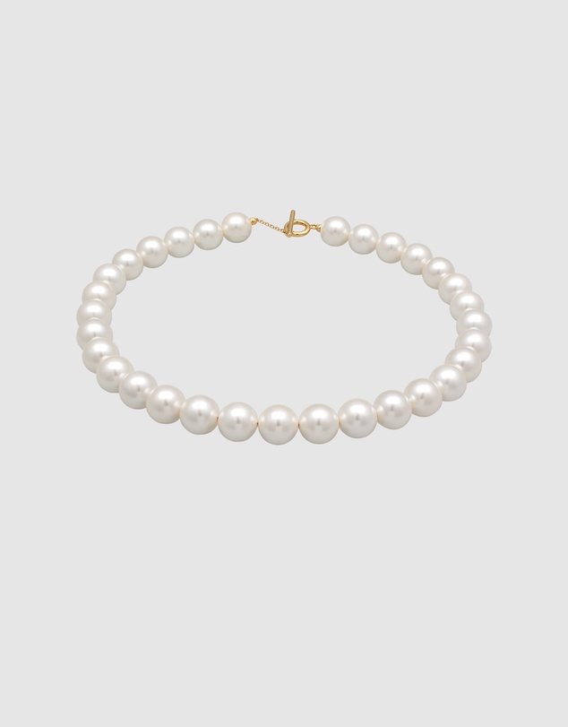 Elli Jewelry - Shell Pearl T-Bar Necklace in Gold-Plated 925 Silver