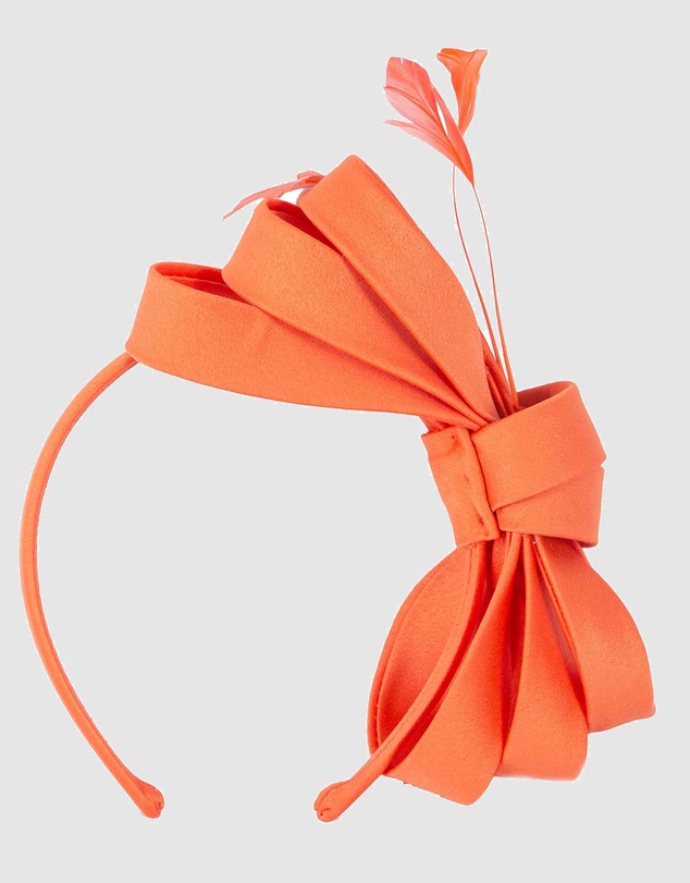 Max Alexander - Large Orange Satin Bow Racing Fascinator