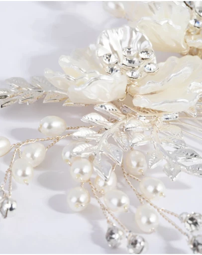 Lovisa - Silver Pearlised Flower Comb