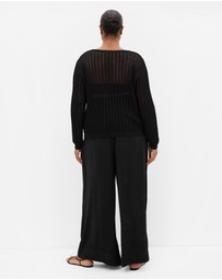 City Chic - Plus size Crochet Slouch Top - black