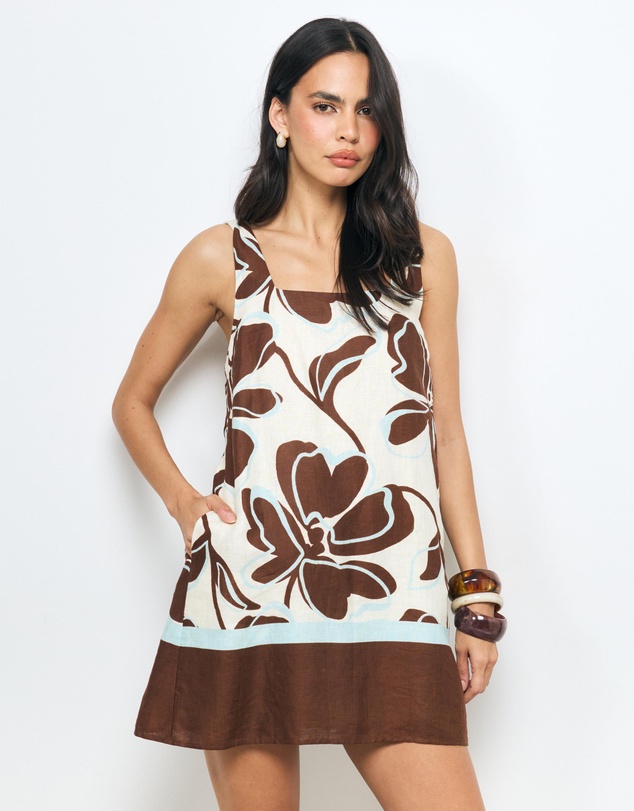 AERE - Nela Shift Linen Mini Dress