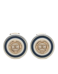 Pre-Loved by Azura Reborn - Pre-Loved Gold Plated CC Resin Button Clip on Earrings