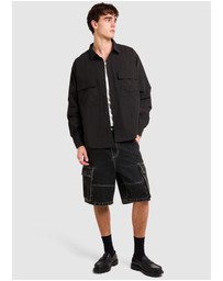 Black Noise White Rain - Oliver Tech Long Sleeve Shirt