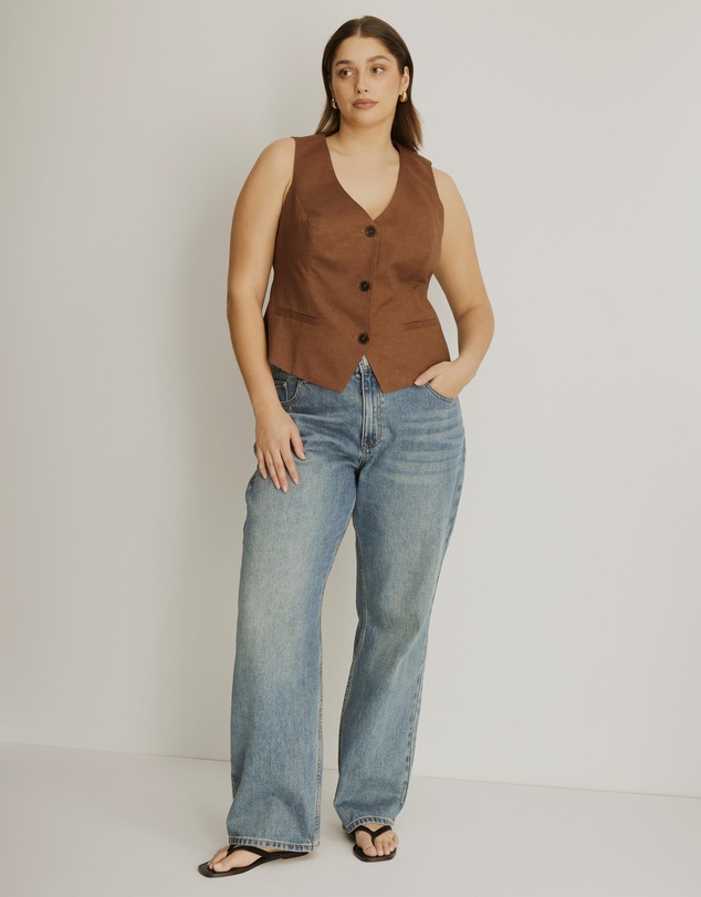 Atmos&Here Curvy - Yasmin Linen Blend Vest
