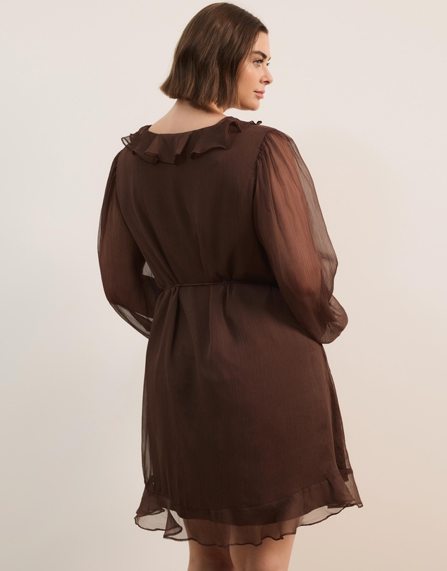 Atmos&Here Curvy - Stella Long Sleeve Mini Dress With Frill Detail