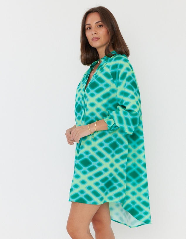 ALEXANDRA - Ollie Dress Emerald Crosshatch