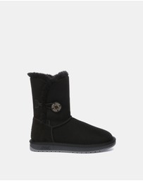 EVERAU - Australian Shepherd Ugg Short Button Sheepskin Upper UGG Boots