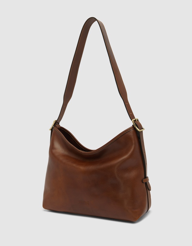 Republic of Florence - Sophia Matt Chocolate Leather Shoulder Bag