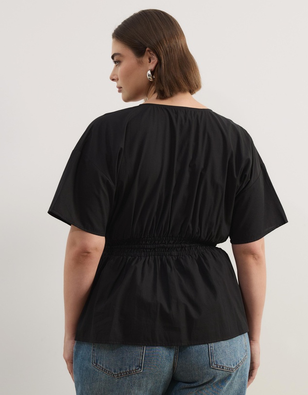 Atmos&Here Curvy - Elis Cotton Gathered Waist Top