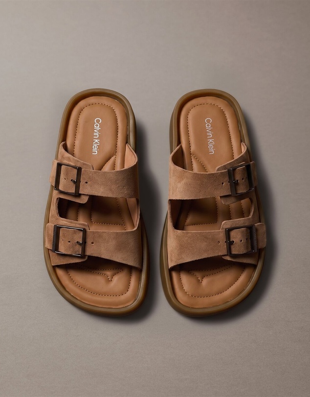 Calvin Klein - Double Bar Leather Sandals