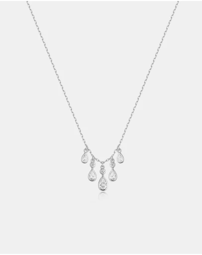 Ania Haie - Silver Bezel-Set Teardrop Cascade Necklace