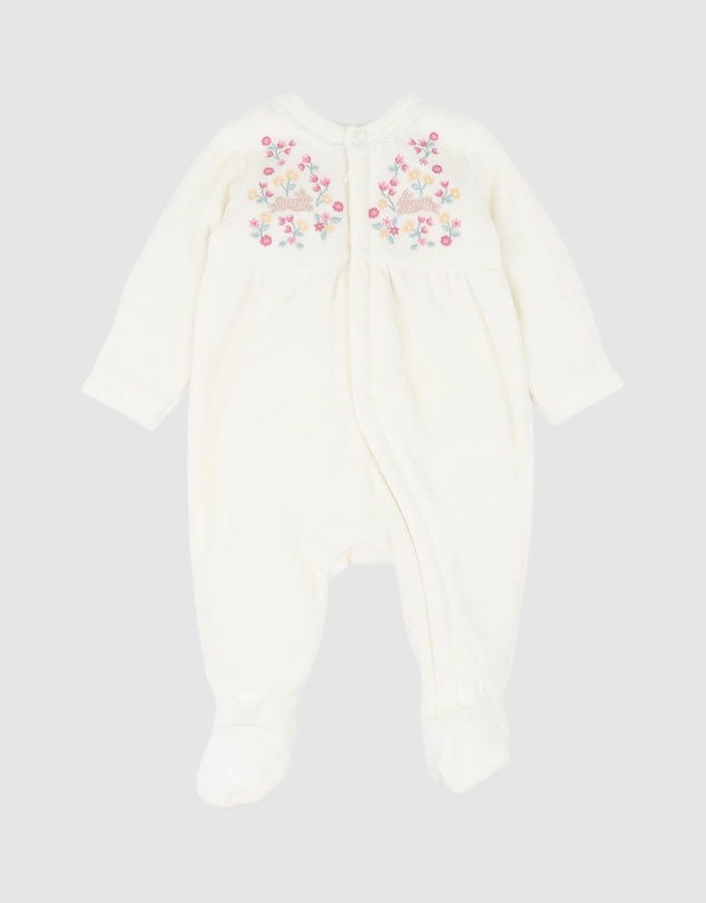 Bebe by Minihaha - Winnie Embroidered Velour Zip Onesie - Babies