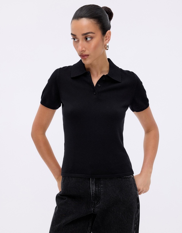 Minima Esenciales - Arlen Silk Blend Polo Knit Top