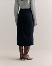 Trenery - Velvet A-line Skirt in Navy