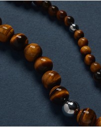 Najo - Apollo Men's 6mm Tiger Eye & Steel Elasticised Bracelet