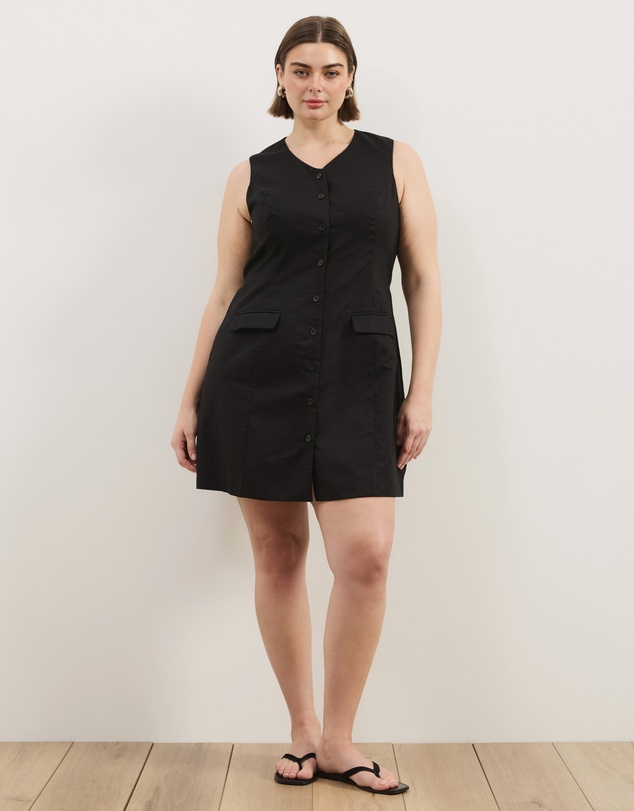 Atmos&Here Curvy - Juno Tailored Linen Blend Mini Dress