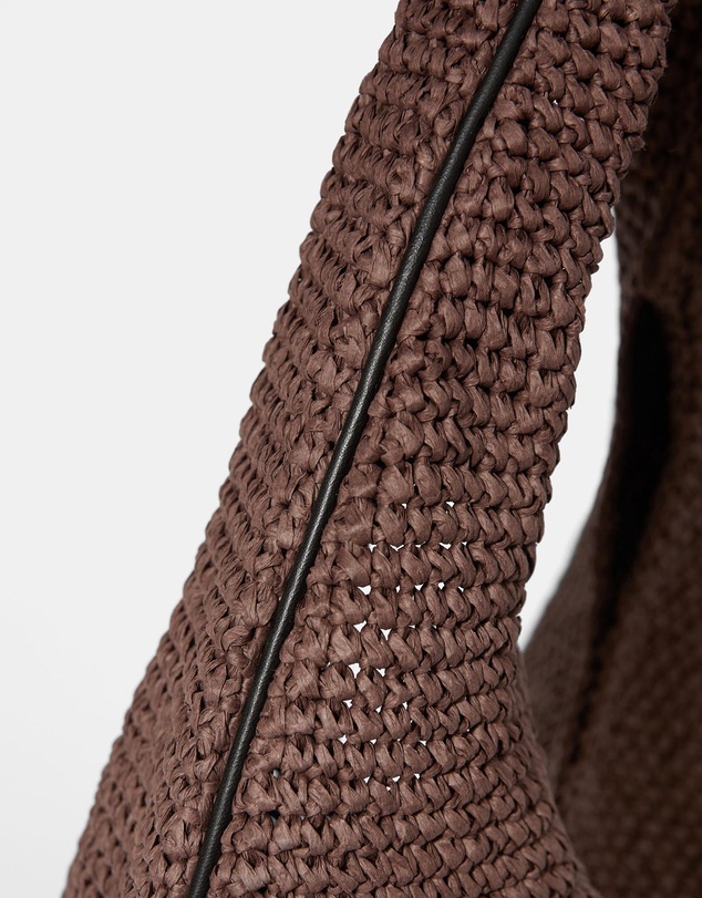 & Other Stories - Leather-Piping Straw Shoulder Bag
