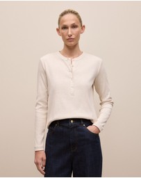 Trenery - Cotton Marle Henley in Oat Marle
