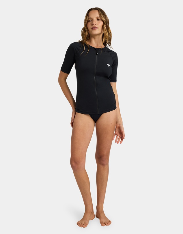 Roxy - Womens Essentials Zip Short Sleeve Rashguard