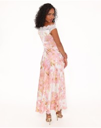 Petal & Pup - Voss Off Shoulder Lace Maxi Dress - Pink Floral
