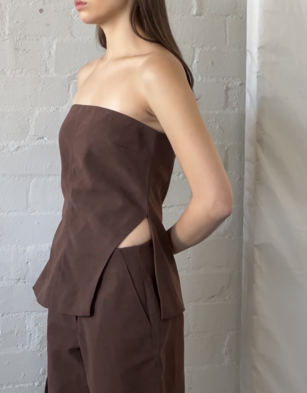 Lover - Vesper Suede Look Strapless Top