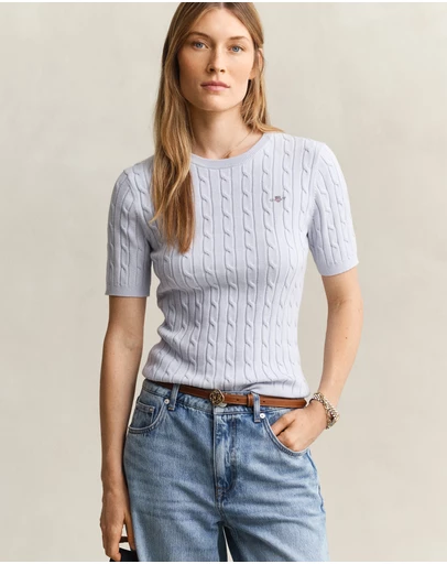 Gant - Stretch Cotton Cable Short Sleeve Knit