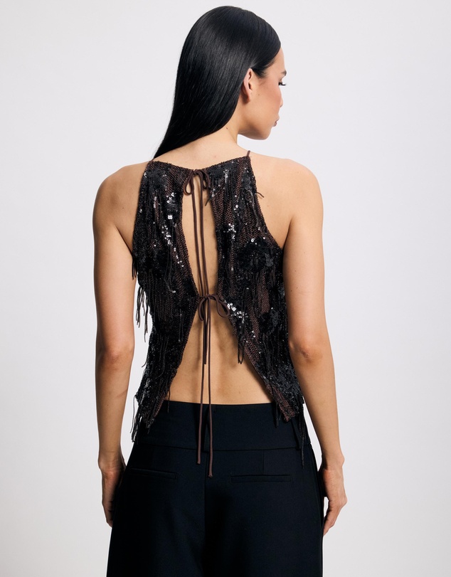 Lover - Xylia Drop Sequin Tie Back Top