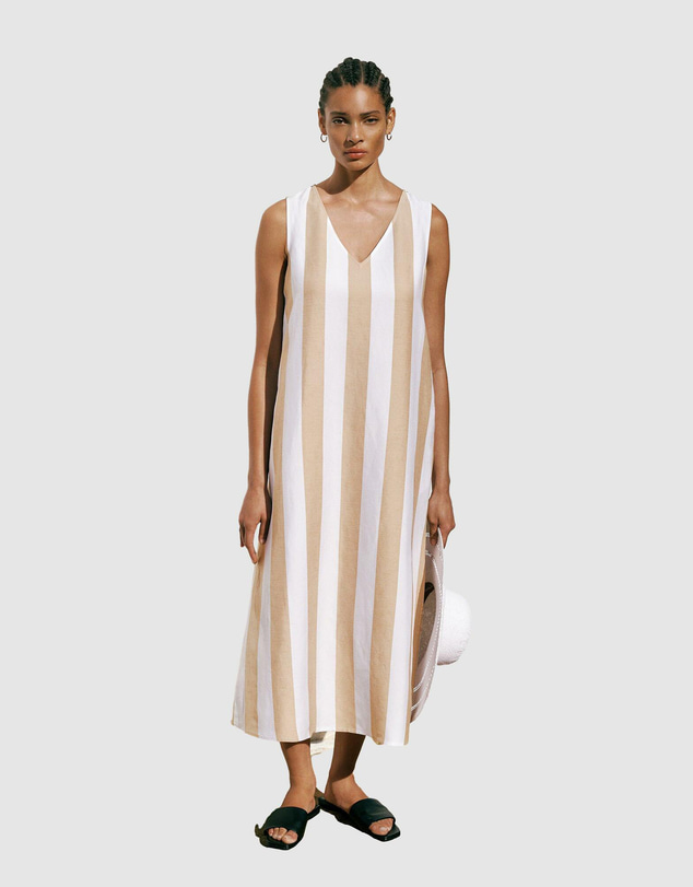Trenery - Cabana Stripe V Neck Sleeveless Dress