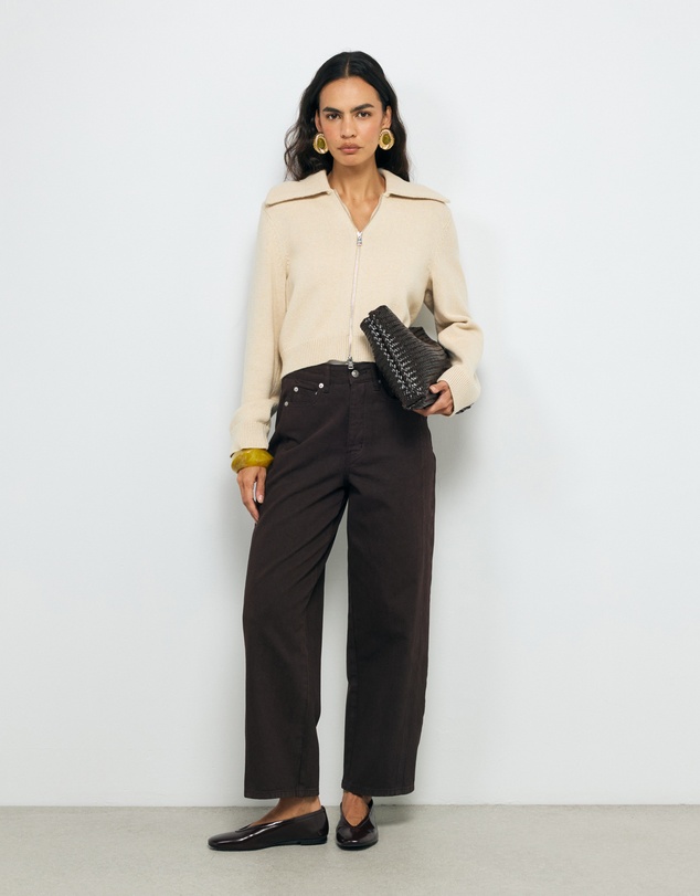 AERE - Lali Organic Cotton Zip Knit Cardigan