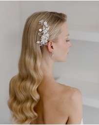 The White Collection - Harper - Floral Pearl Silver Bridal Hairpiece