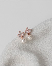 The White Collection - Lola - Delicate Rose Gold Pearl Bridal Earrings
