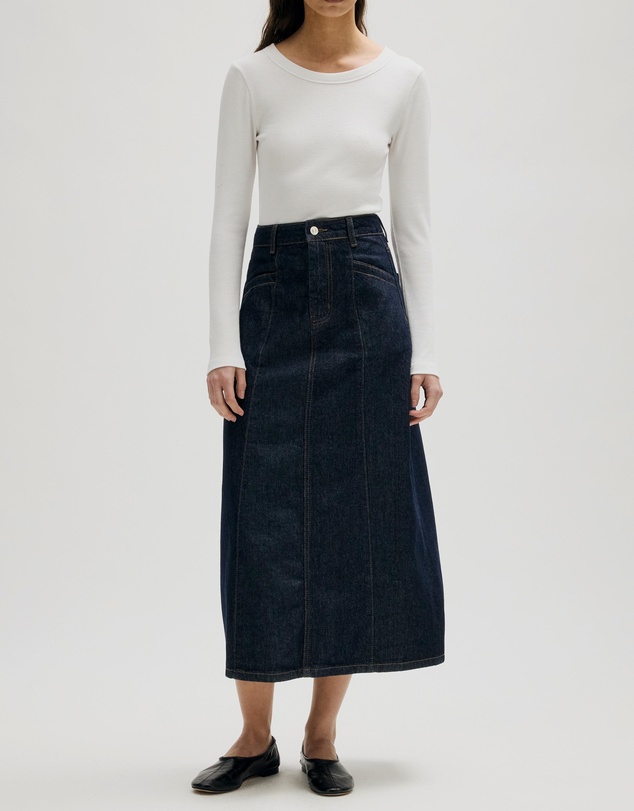 Atmos&Here - Rosa A-Line Denim Midi Skirt