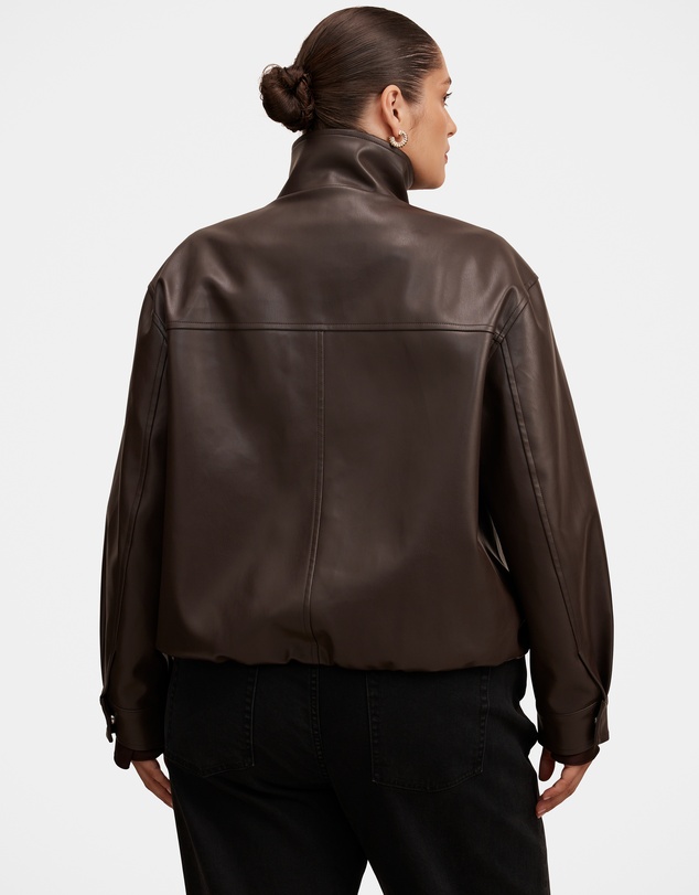 Forever New Curve - Julia Curve Faux Leather Funnel Neck Jacket