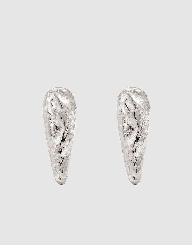 Kuzzoi - ICONIC EXCLUSIVE - Crinkled Teardrop Stud Earrings in 925 Silver
