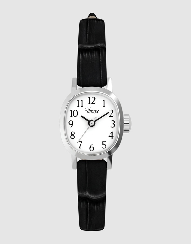 TIMEX - Cavatina® Mini 17mm Black Crocodile Leather Strap Watch