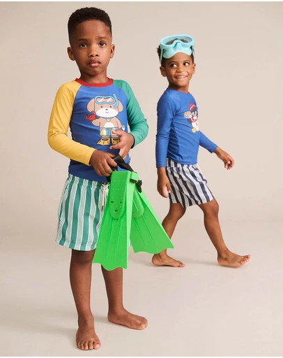 Huxbaby - Beach Puppy Colour Block Rashie - Kids